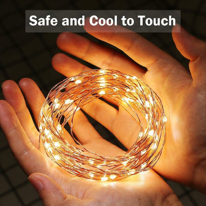 Lepro 10M waterproof LED string lights with 100 warm white LEDs, copper wire for indoor and outdoor decorative lighting.
