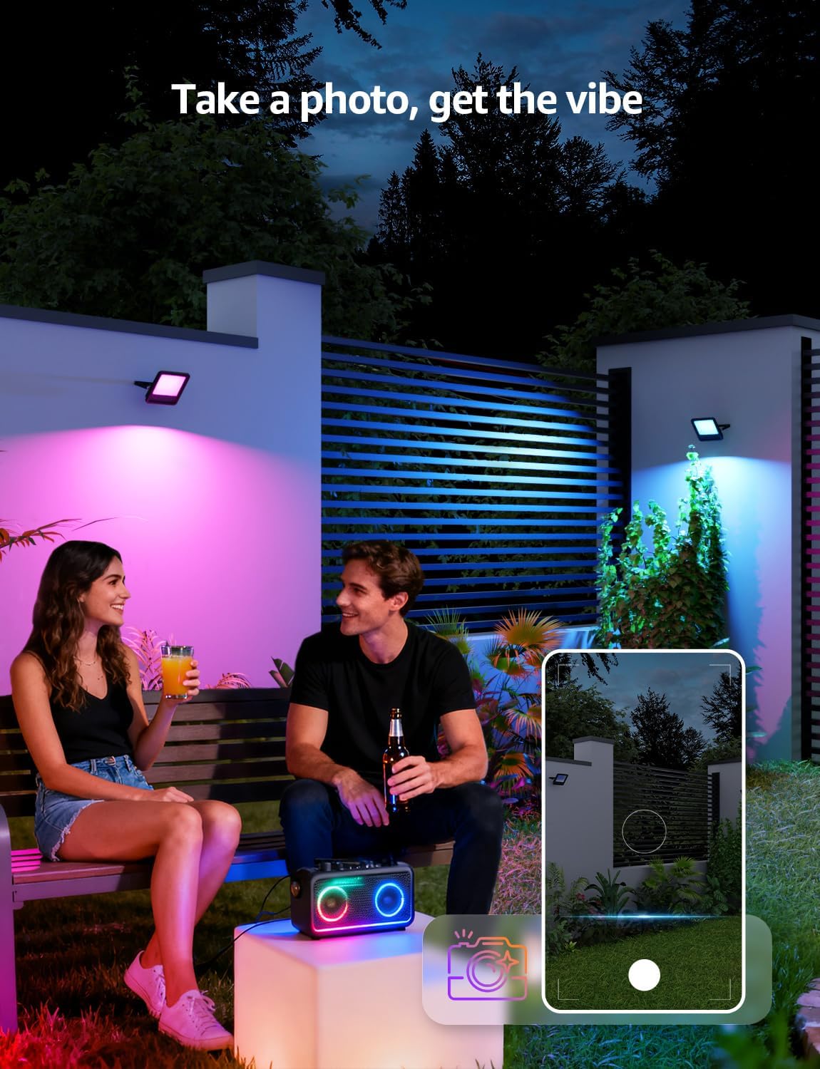 Lepro F2 AI Smart LED Flood Light 30W, Outdoor Color Changing Landscape Lights 2700LM, 2700K RGBW App Control Floodlights, Music Sync, Work with Alexa&Google, IP65 Waterproof, US Plug