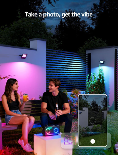 Lepro F2 AI Smart LED Flood Light 30W, Outdoor Color Changing Landscape Lights 2700LM, 2700K RGBW App Control Floodlights, Music Sync, Work with Alexa&Google, IP65 Waterproof, US Plug