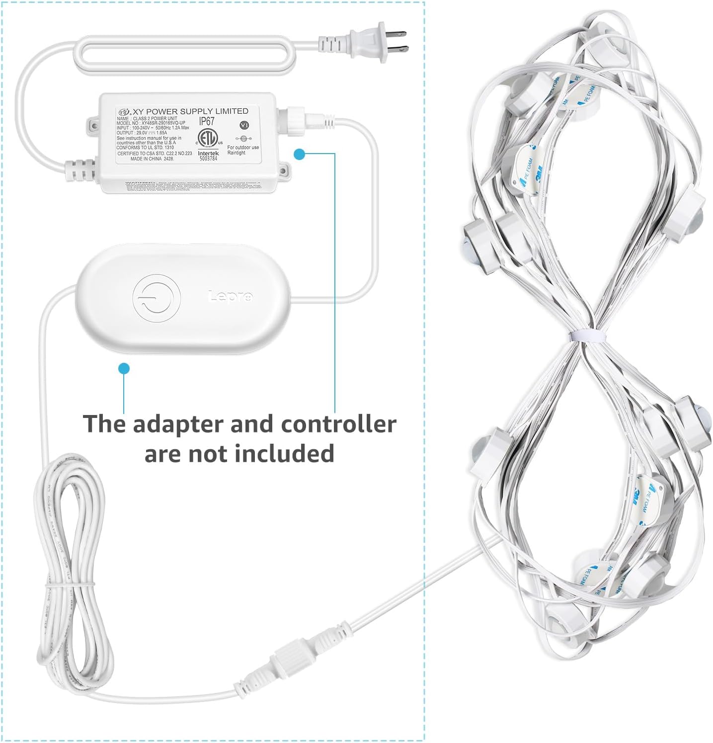 Permanent Lights Accessories Only ¨C 25 ft Permanent Outdoor Lights Single Strand Without Adapter and in-line Controller