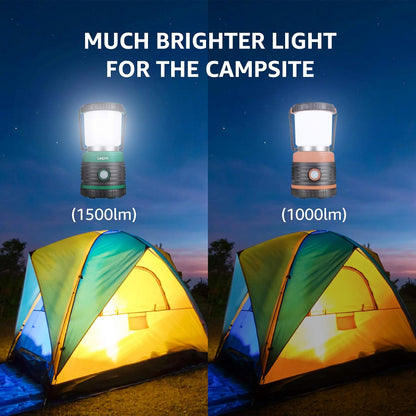 Lepro 1500lm Camping Lantern, Super Bright Camping Light with 4 Light Modes, IPX4 Waterproof, 3 D Battery Powered Lantern Flashlight for Hiking, Camping, Emergencies, Hurricanes, Outages, Battery Not Included