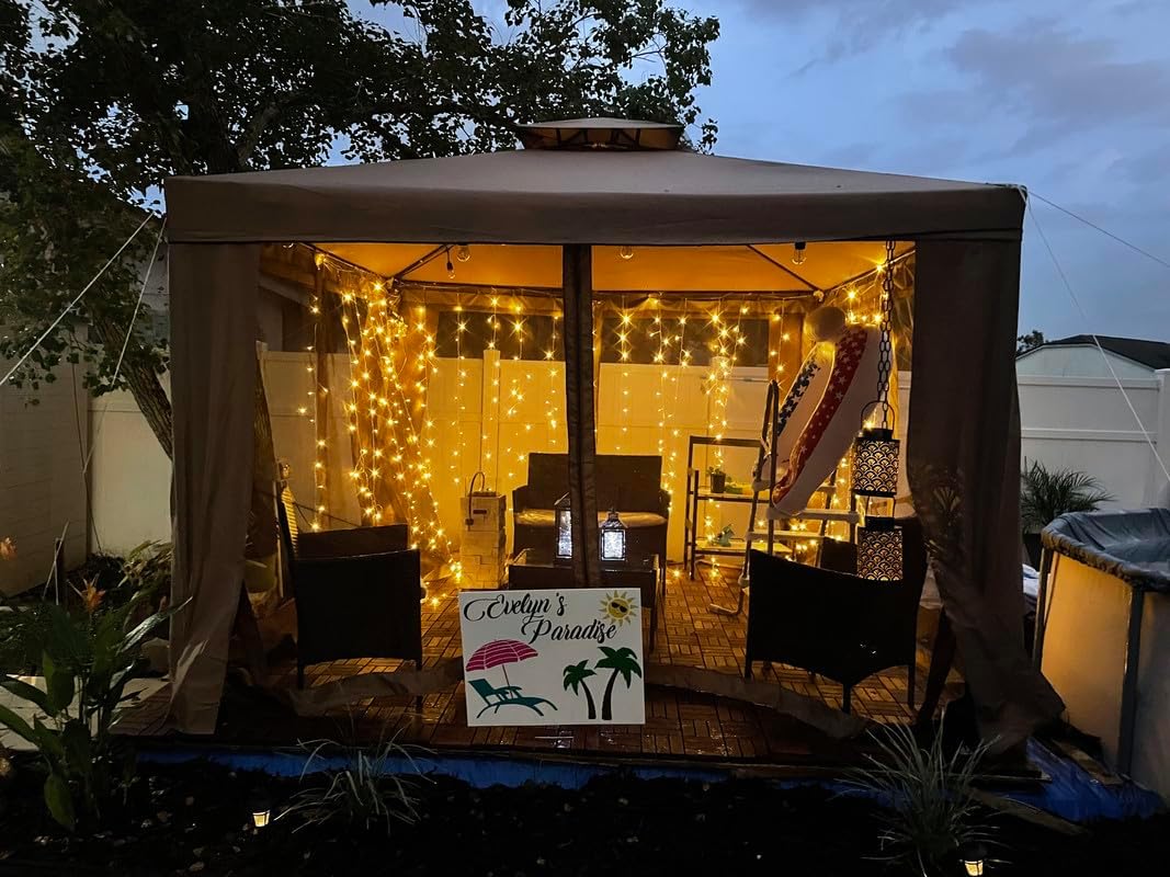 LE 594 LED Curtain Lights, 19.7 x 9.8 ft Fairy String Lights for Bedroom Wall Wedding Backdrop Patio Party Garden, 8 Lighting Modes, Plug in Indoor Outdoor Decorative Window Twinkle Christmas Lights, Warm White