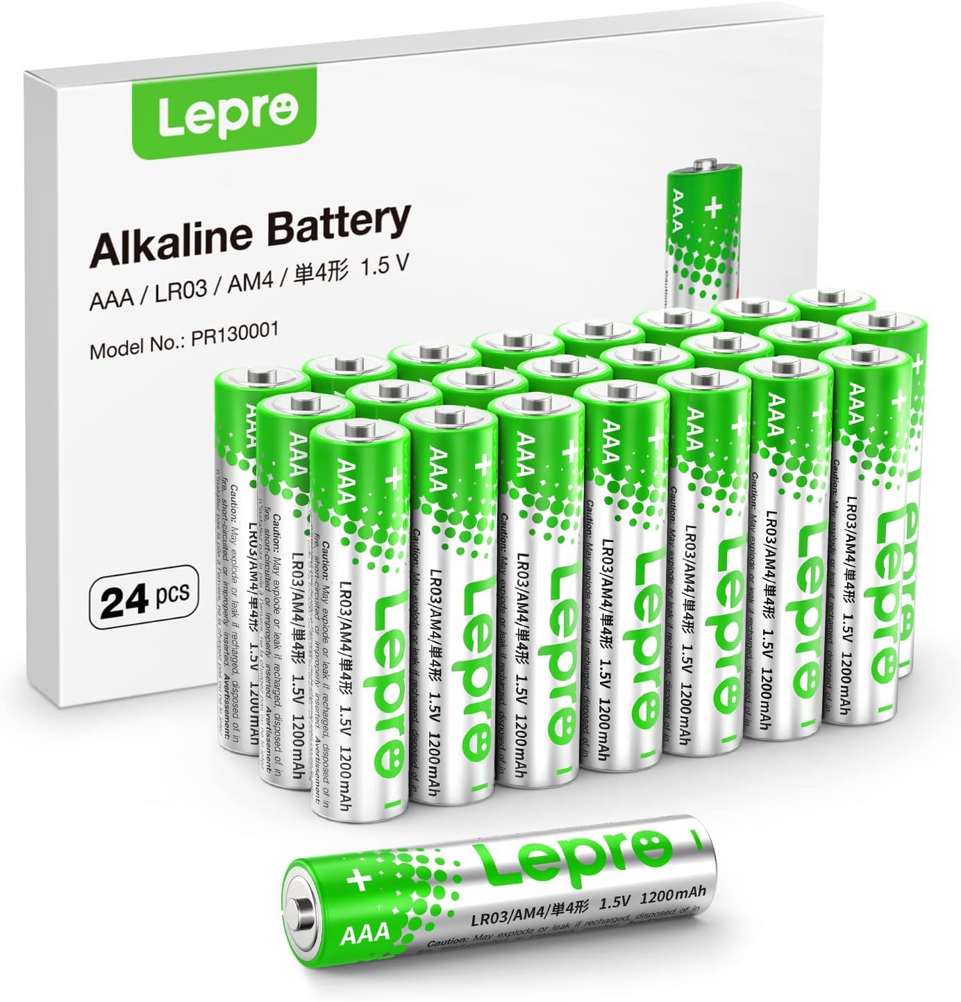 Lepro AAA Alkaline Batteries 24-Count, 1.5 Volt 1200mAh LR03, Long Lasting Power, Holds Power Up to 5 Years, Anti-Leakage, Ideal for Everyday Devices