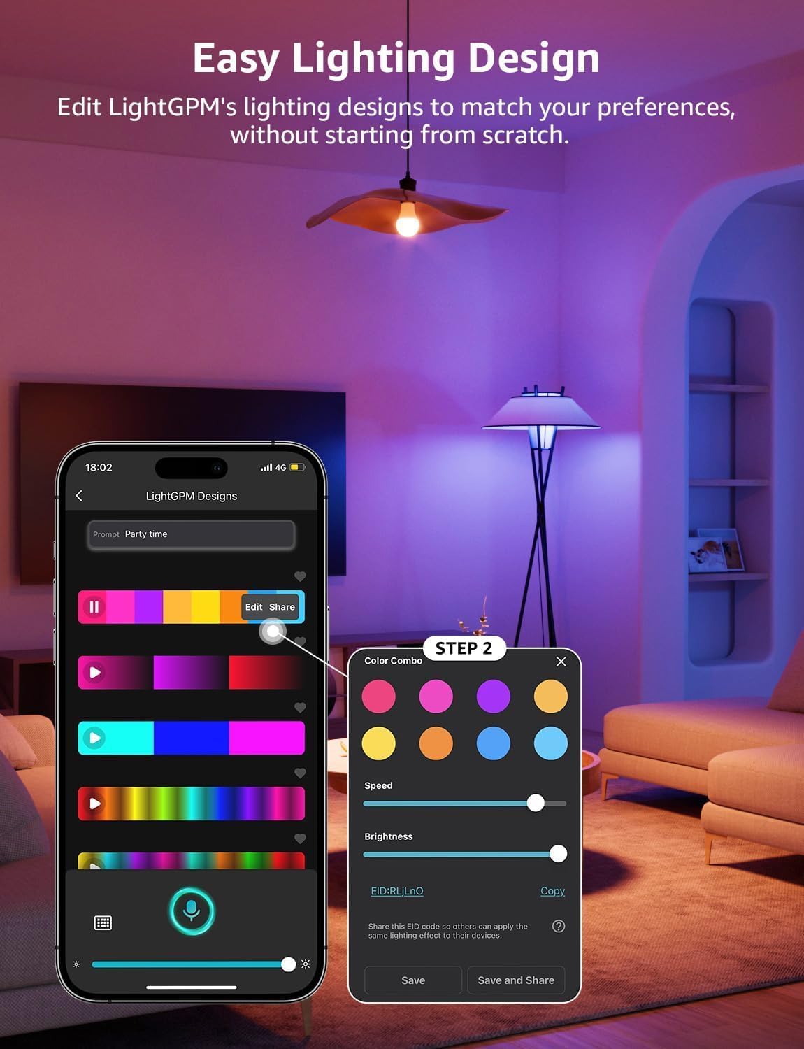Lepro B1 AI smart LED bulbs in a pack of four, RGBWW color-changing, WiFi, Bluetooth, compatible with Alexa and Google Assistant.