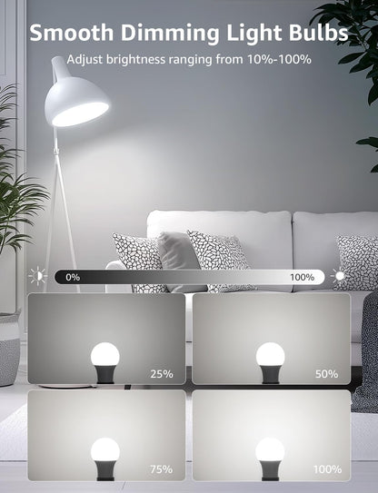 Lepro Dimmable LED Light Bulbs, 60W Equivalent LED Bulb, 5000K Daylight White, 9.5W 800LM A19 E26 Standard Medium Base, UL FCC Listed, 15000 Hour Lifetime, 6 Packs