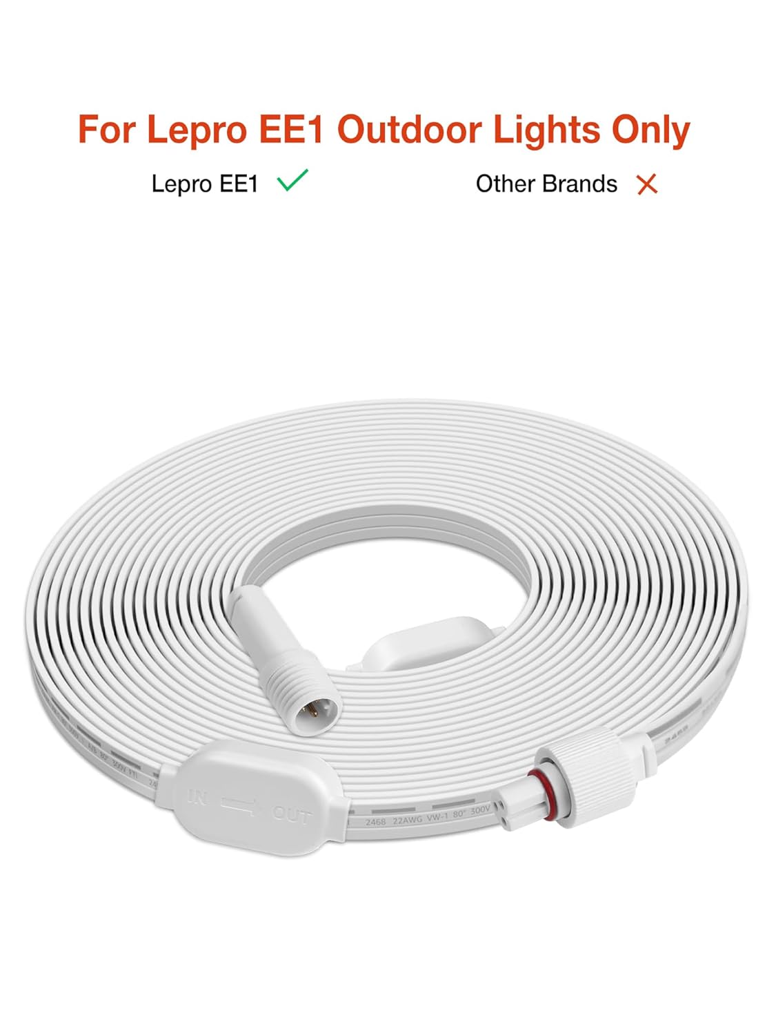 EE1 Permanent Lights Accessories Only, 10ft Extension Cable for EE1 Permanent Outdoor Lights(Not Compatible with E1), Extension Cord with Built-in Data Booster