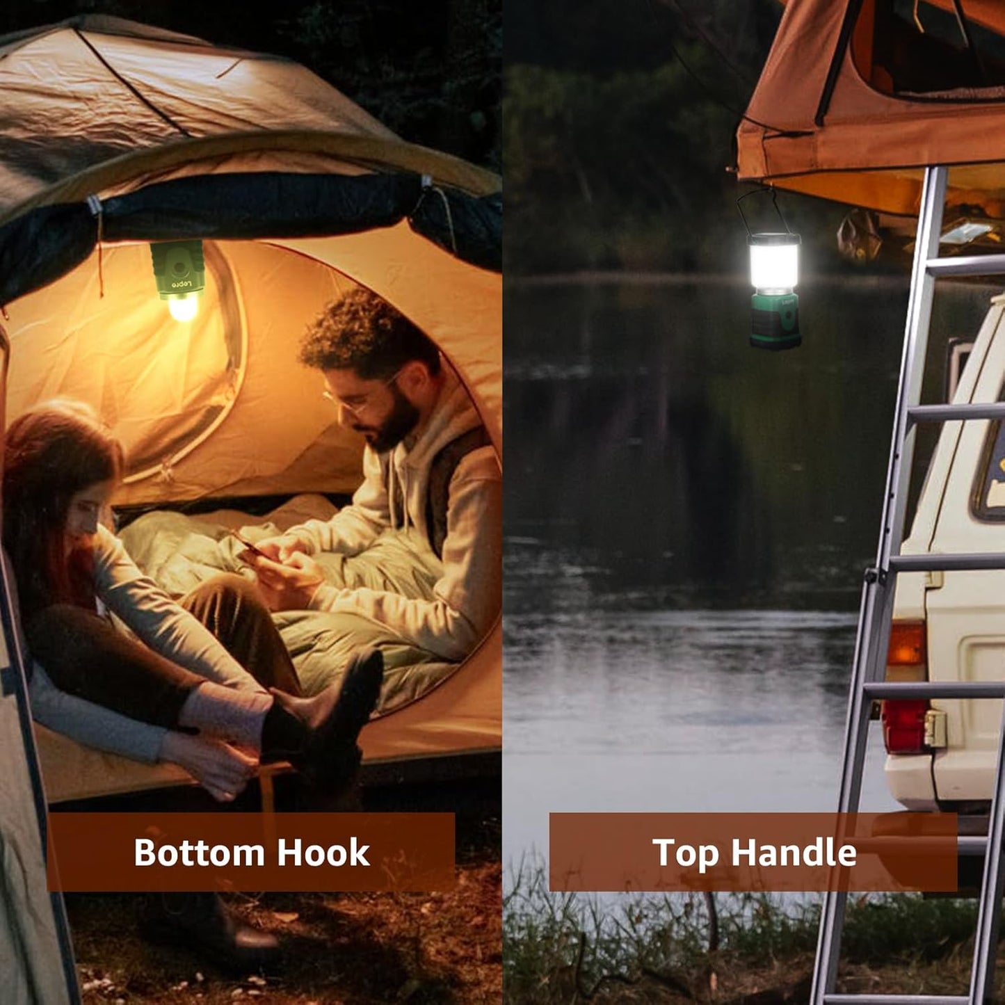 Lepro Portable LED Camping Lantern, 350LM Bright Camping Light with 4 Lighting Modes Battery Powered Camping Lamp for Outdoor, Car Camping, Tent, Power Outage, Emergency, 4-Pack