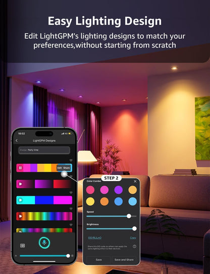 Lepro BG1 GU10 LED Bulbs, Smart Light Bulb RGBCW Dimmable Color Changing, Compatible with Alexa & Google Assistant, AI Voice Control via App, Music Sync, 2.4G WiFi Only, 4 Pack
