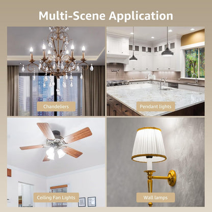 LE Candelabra Light Bulb, 5.5W E12 LED Candle Light Bulb, 40W Equivalent Decorative Chandelier Light Bulbs, Non-Dimmable, 2700K Warm White, 6 Packs