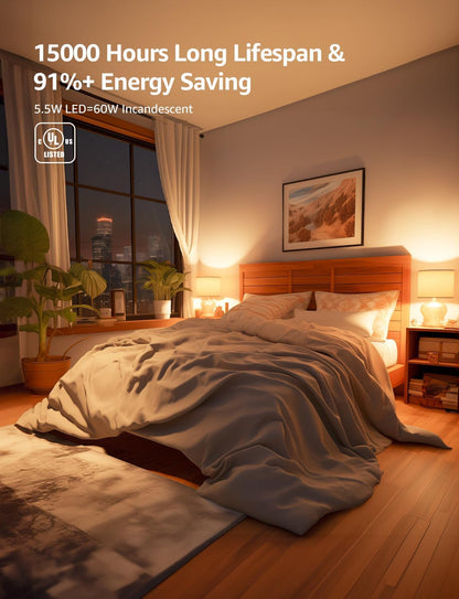 Lepro Candelabra Light Bulb, E12 Dimmable Filament Candle Light Bulb, 60W Equivalent Decorative Chandelier Light Bulbs, 5W 2700K Warm White Chandelier Bulbs, 6 Packs