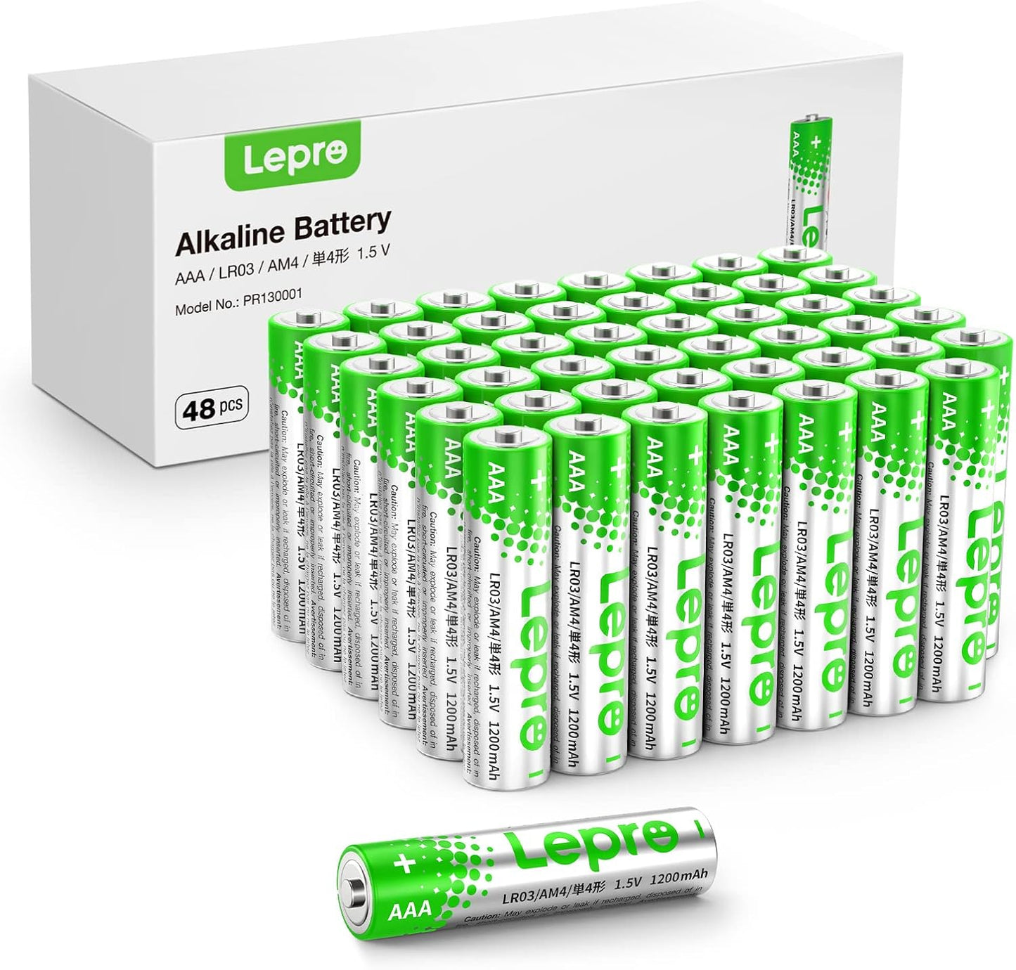 Lepro AAA Batteries 48 Count, Triple A Batteries with Ultra Long-Lasting Power-High Performance, 1200mAh 1.5V Leak-Proof, Corrosion-Resistant Alkaline AAA Batteries, Ideal for Home & Office Devices