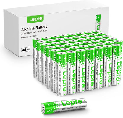 Lepro AAA Batteries 48 Count, Triple A Batteries with Ultra Long-Lasting Power-High Performance, 1200mAh 1.5V Leak-Proof, Corrosion-Resistant Alkaline AAA Batteries, Ideal for Home & Office Devices
