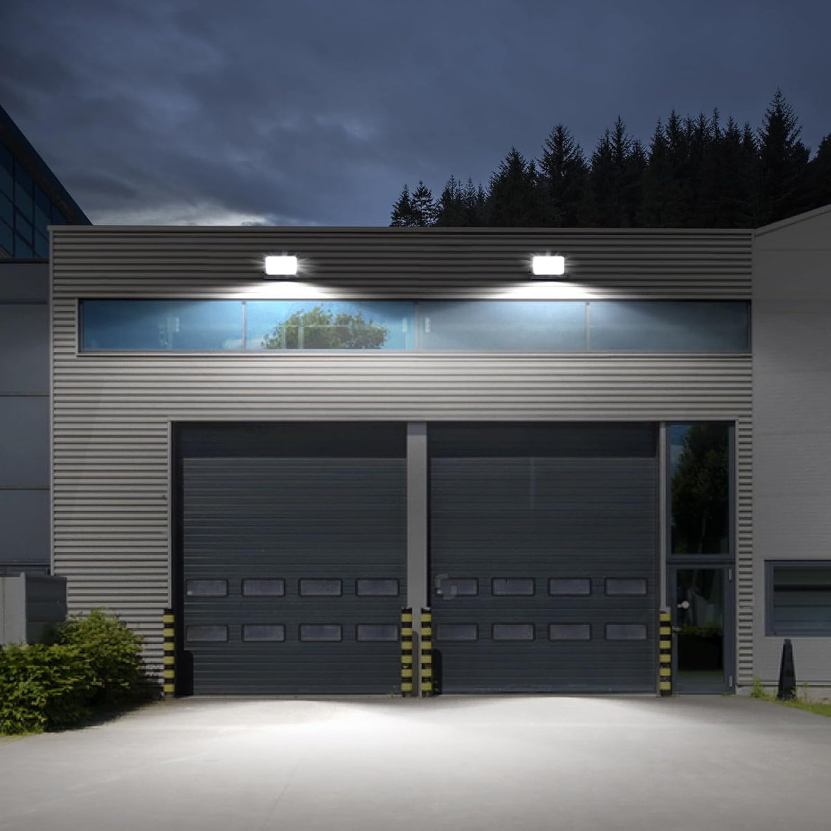 Lepro 150W outdoor LED flood light with 5000K daylight, 15,000 lumens, mounted on a yard or garden fixture for outdoor illumination.