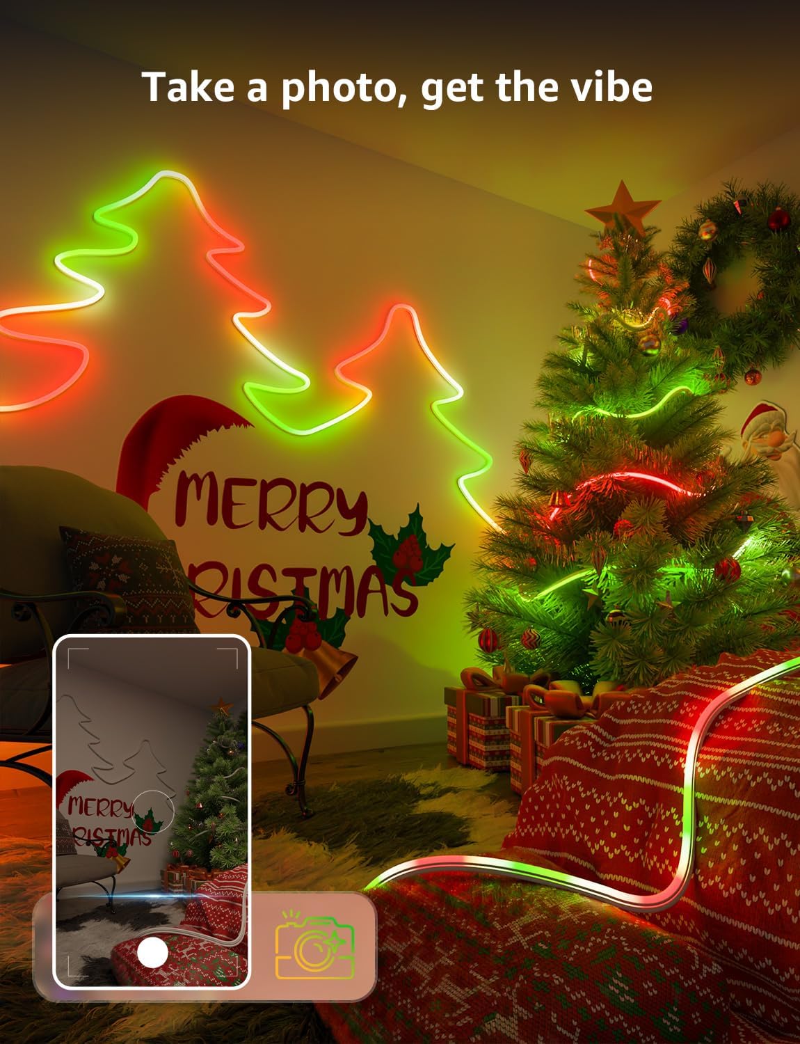 Lepro AI Neon Lights N1, RGBIC Neon Led Lights, Work with Alexa & Google Neon Rope Light, Music Sync neon led Strip Light, IP65 Outdoor Led Strip Lights Waterproof, LED Lights Strip for Bedroom, 20FT