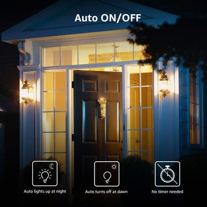 Lepro Sensor Light Bulbs, 9W Dusk to Dawn Light Bulb 60W Equivalent, A19 E26 Sensor Bulbs Outdoor Auto on and Off, Warm White 2700K, 2 Packs
