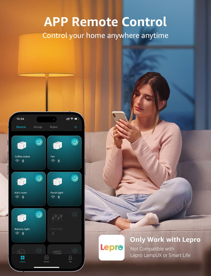 Lepro Smart Plug Mini 15A, Smart Home Wi-Fi Outlet Works with Alexa & Google Home, Schedule & Timer, Group Control, 2.4GHz WiFi Only, No Hub Required, ETL & FCC Certified, 4 Packs
