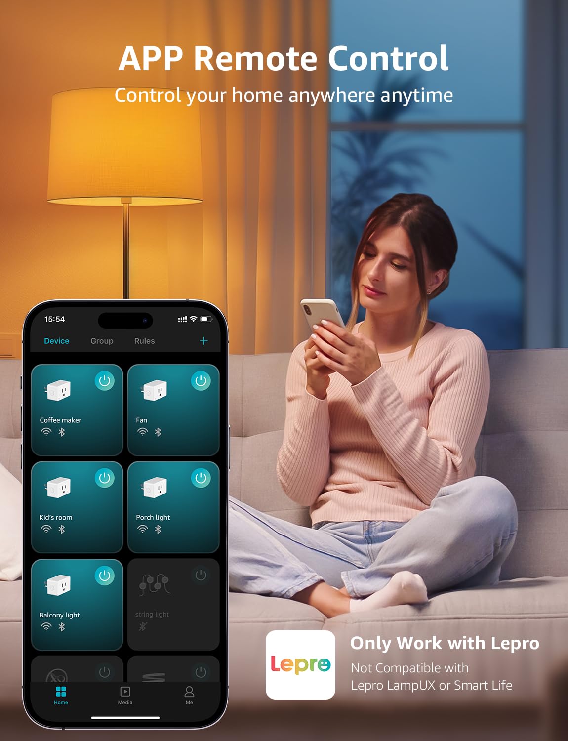 P1 Smart Plug Mini 15A, WiFi Outlet Plugs Compatible with Alexa & Google Assistant, Voice/APP Control, Timer & Group Controller, ETL & FCC Certified, 2.4GHz Only, 4-Pack