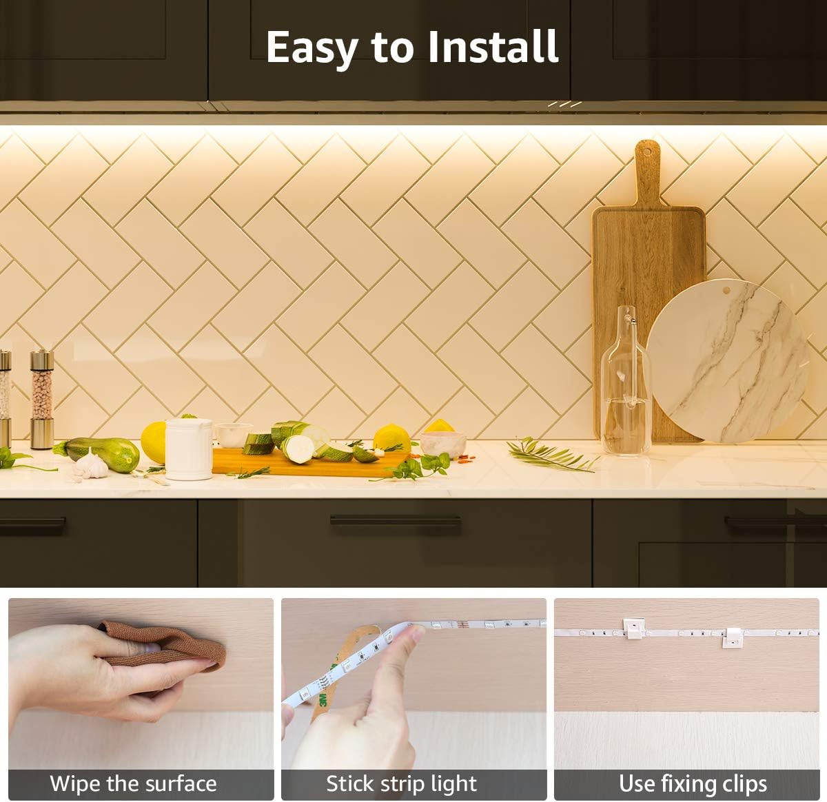 Lepro LED Strip Lights, 32.8ft 24V Dimmable and Flexible Strip Lights, 3000K Warm White, 600 Units 2835SMD Tape Light for Home, Kitchen, Bedroom, Car and More, Non Waterproof, Power Adapter Included