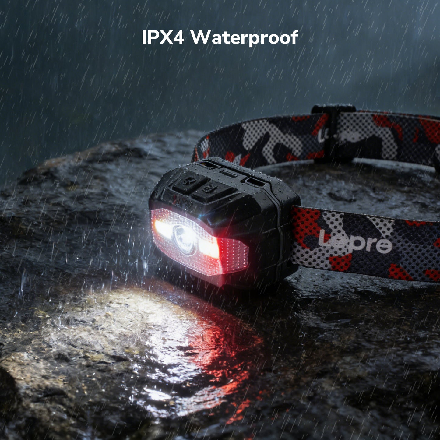 Lepro Dual Power Headlamp, Rechargeable LED Headlight with Type-C & AAA Backup, 10 Modes with Red Light, IPX4 Water Resistant Camouflage Head Torch for Camping Running Hiking Emergency