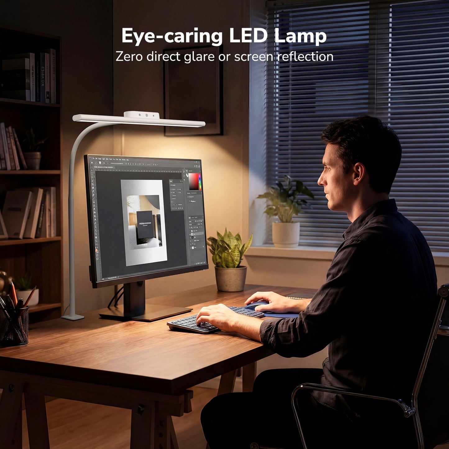 Lepro LED Desk Lamp with Clamp, 11W 750LM Eye-Caring Architect Task Light, Anti-Glare & 25 Modes, Flexible Metal Gooseneck for Home Office, Monitor, Drafting, Reading