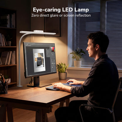 Lepro LED Desk Lamp with Clamp, 11W 750LM Eye-Caring Architect Task Light, Anti-Glare & 25 Modes, Flexible Metal Gooseneck for Home Office, Monitor, Drafting, Reading