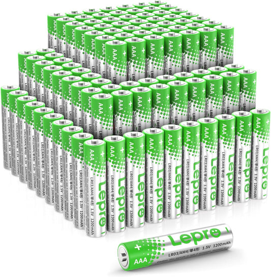 Lepro AAA Alkaline Batteries 100-Count, 1.5 Volt 1200mAh LR03, Long Lasting Power, Holds Power Up to 5 Years, Anti-Leakage, Ideal for Everyday Devices