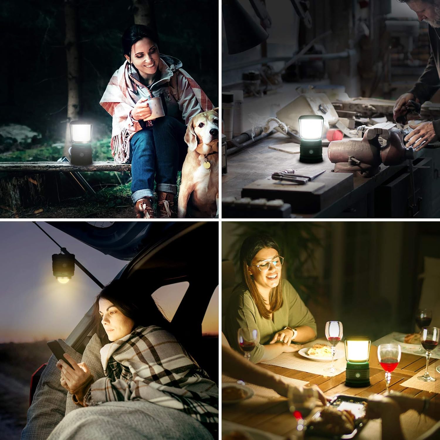 Lepro 1500lm camping lantern with four light modes, waterproof design, battery-powered outdoor light for hiking and emergencies