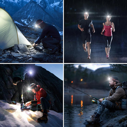 Lepro Headlamp Rechargeable 2-Pack, 2000 Lux Super Bright LED Headlamp with Red and White Light, 6 Lighting Modes Hardhat Head Lamp, Waterproof Lightweight Headlight for Outdoor Camping Running Red