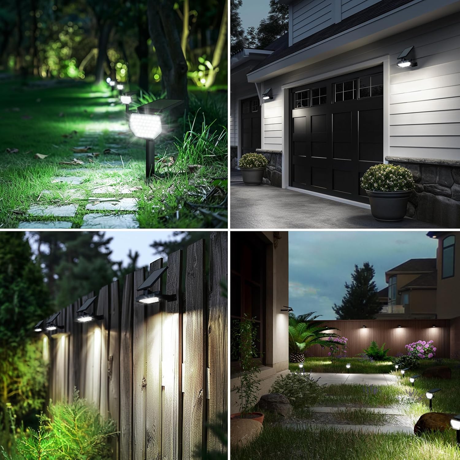Lepro outdoor solar spotlight with 43 LEDs, daylight white, waterproof IP65, dusk-to-dawn auto on/off for garden yard porch pathway
