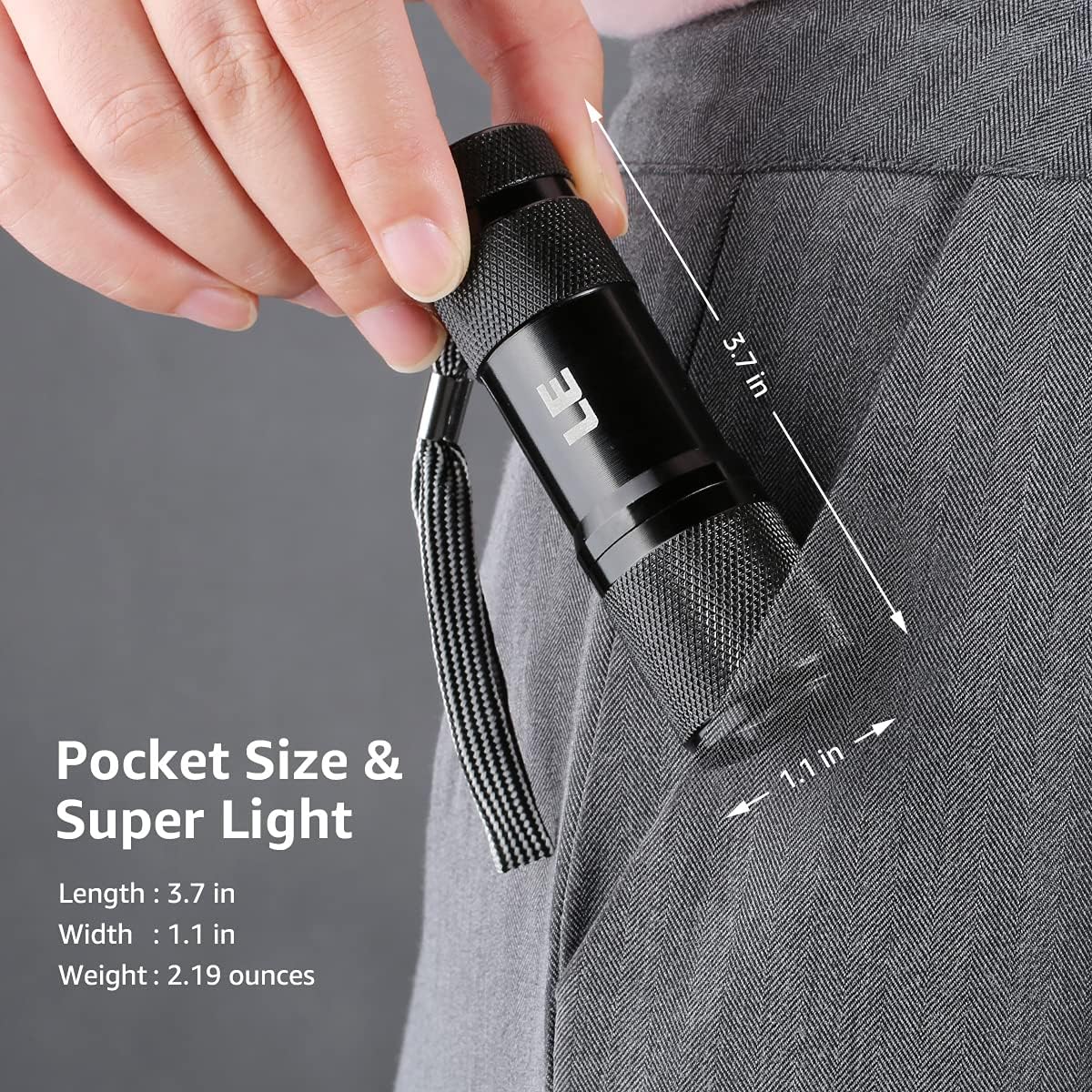 LE Small UV Flashlight, 395nm Portable Black Light, Ultraviolet Light Detector for Invisible Ink Pens, Pet Dog Cat Urine Stain and More, AAA Batteries Included, Pack of 2