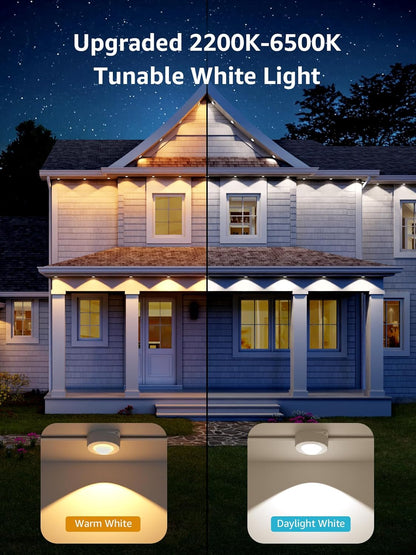 Lepro E1 AI Permanent Outdoor Lights APP Control, 50ft RGB+IC Smart Christmas Lights with 30 Warm/Cool White LED, Alexa Google Enabled Eaves Lights, AI Generated Lighting LLM, NO Remote, 2.4 GHz WiFi