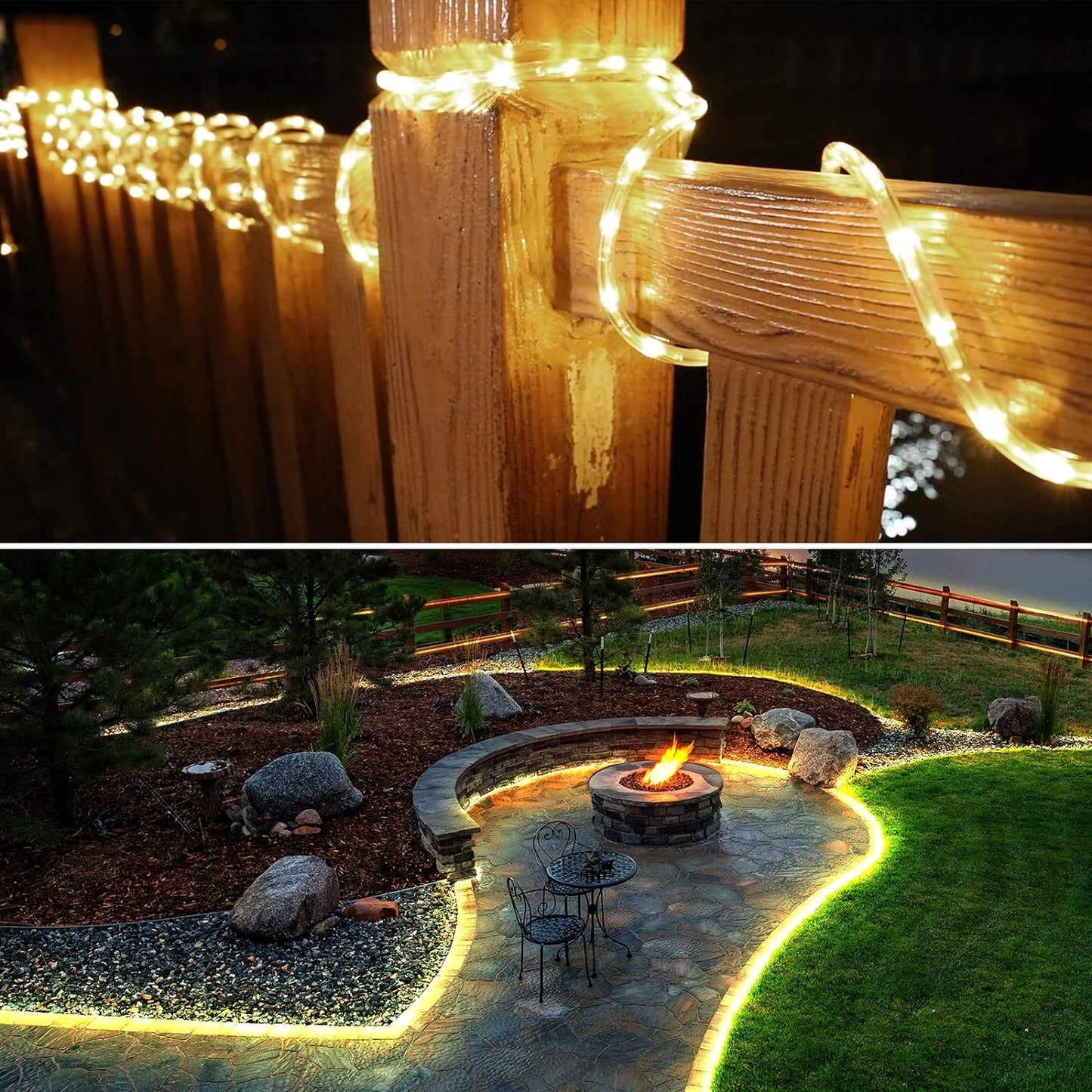 LE Rope String Lights, 24V 32.8ft Waterproof LED String Rope Lights, 240 LEDs Non-dimmable Tube String Lights for Christmas Wedding Festival Party Garden Patio Indoor Outdoor Warm White