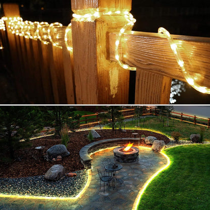 LE Rope String Lights, 24V 32.8ft Waterproof LED String Rope Lights, 240 LEDs Non-dimmable Tube String Lights for Christmas Wedding Festival Party Garden Patio Indoor Outdoor Warm White