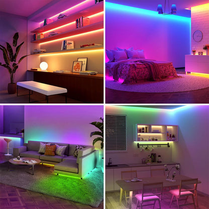 65.6ft MagicColor LED Strip Lights, Ultra-Long Strip Lights Sync to Music, Color Changing Light for Party, Bar, Bedroom, Kitchen,Gaming Room and Home Decoration, 32.8ft*2