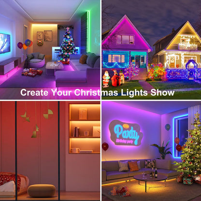 Lepro Smart WIFI LED Strip Lights, 32.8ft 300 LEDs Wireless APP Controlled Flexible RGB Light Strip Kit Compatible with Alexa and Google Assistant, Dimmable Color Changing 5050 LED Tape Light with Power Supply, No Hub Required, 16.4ft*2
