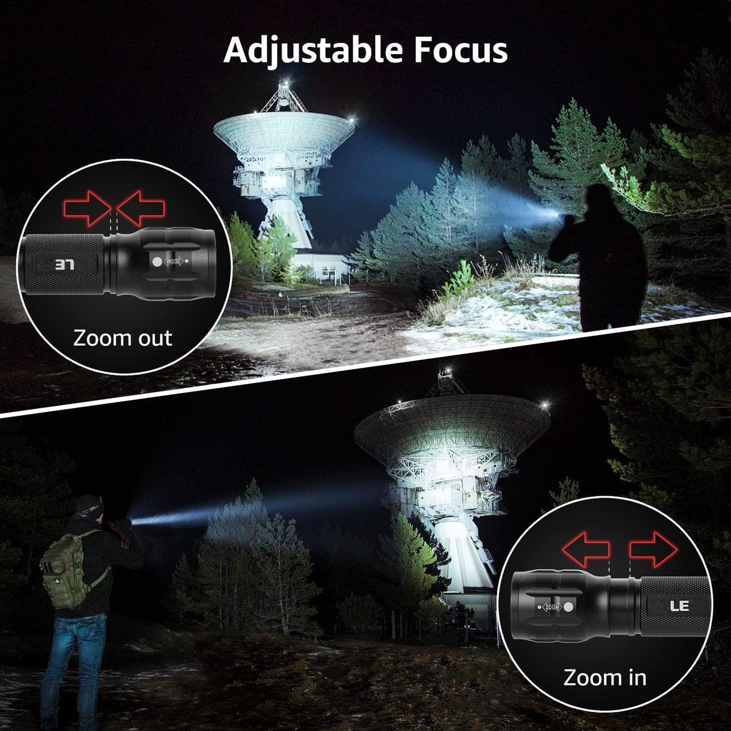 LE Tactical Flashlight, Super Bright Pocket Flashlight, Waterproof XPE LED Flashlight with 3 Light Modes, Portable Zoomable LED Torch Light for Camping, Running, Reading, Hiking, AAA Battery Included