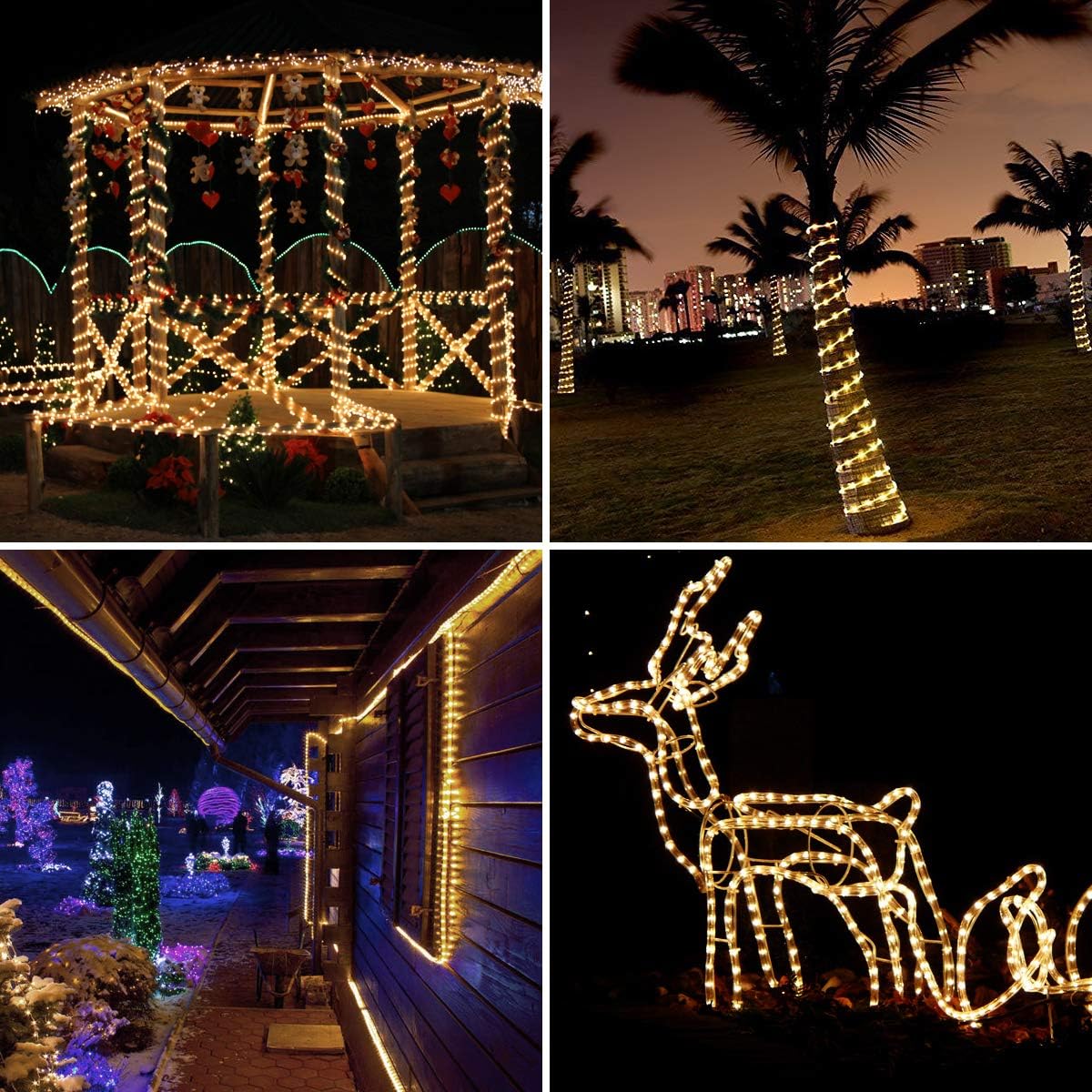 LE Rope String Lights, 24V 32.8ft Waterproof LED String Rope Lights, 240 LEDs Non-dimmable Tube String Lights for Christmas Wedding Festival Party Garden Patio Indoor Outdoor Warm White
