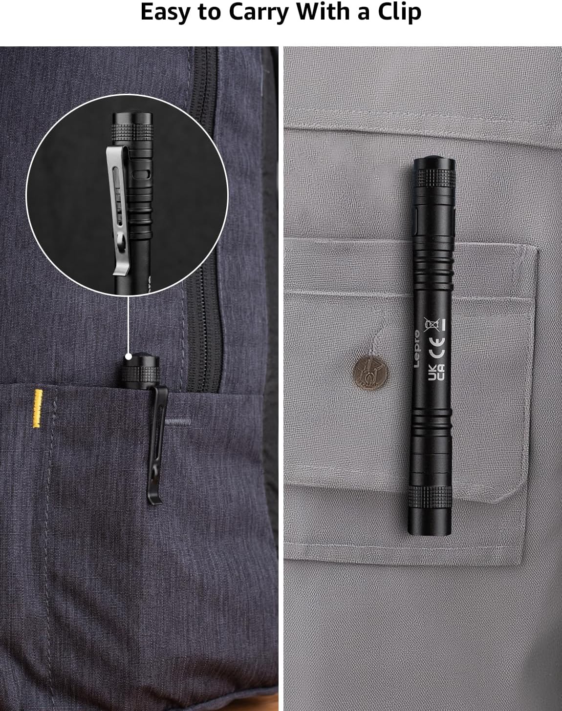 Lepro UV LED flashlight pen detecting pet urine, stains, bed bugs, with blacklight UV light for pest and stain detection.
