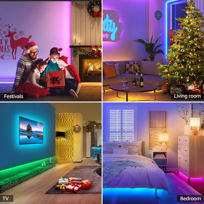 Lepro 32.8ft RGB LED light strip with 16 million colors, music sync, app control, suitable for bedroom, home, kitchen, TV, party