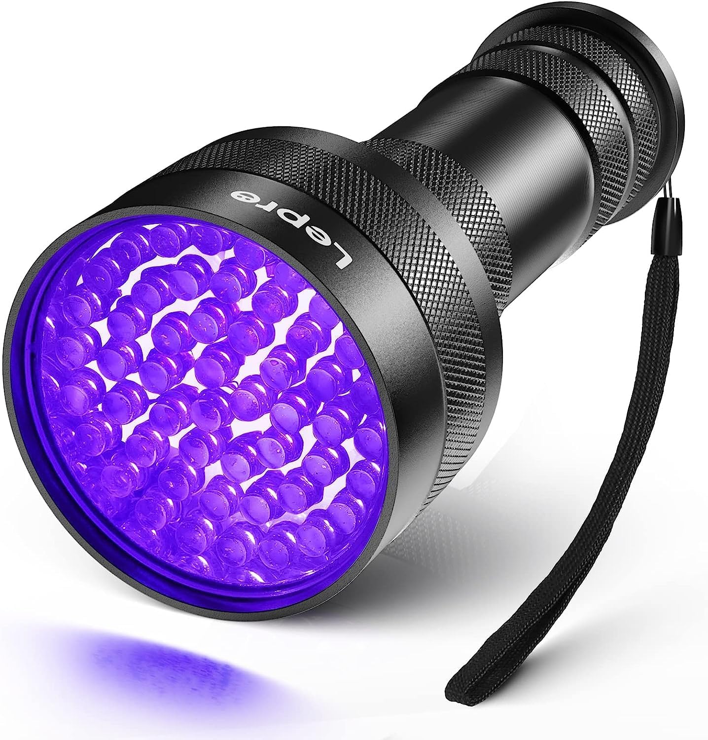 Lepro Black Light Flashlight, 51 LED 395nm wavelength UV Light Portable Ultraviolet Flashlight Dog Urine Detector 3 AA Batteries Needed Find Pet Stains on Clothes Carpet or Rugs