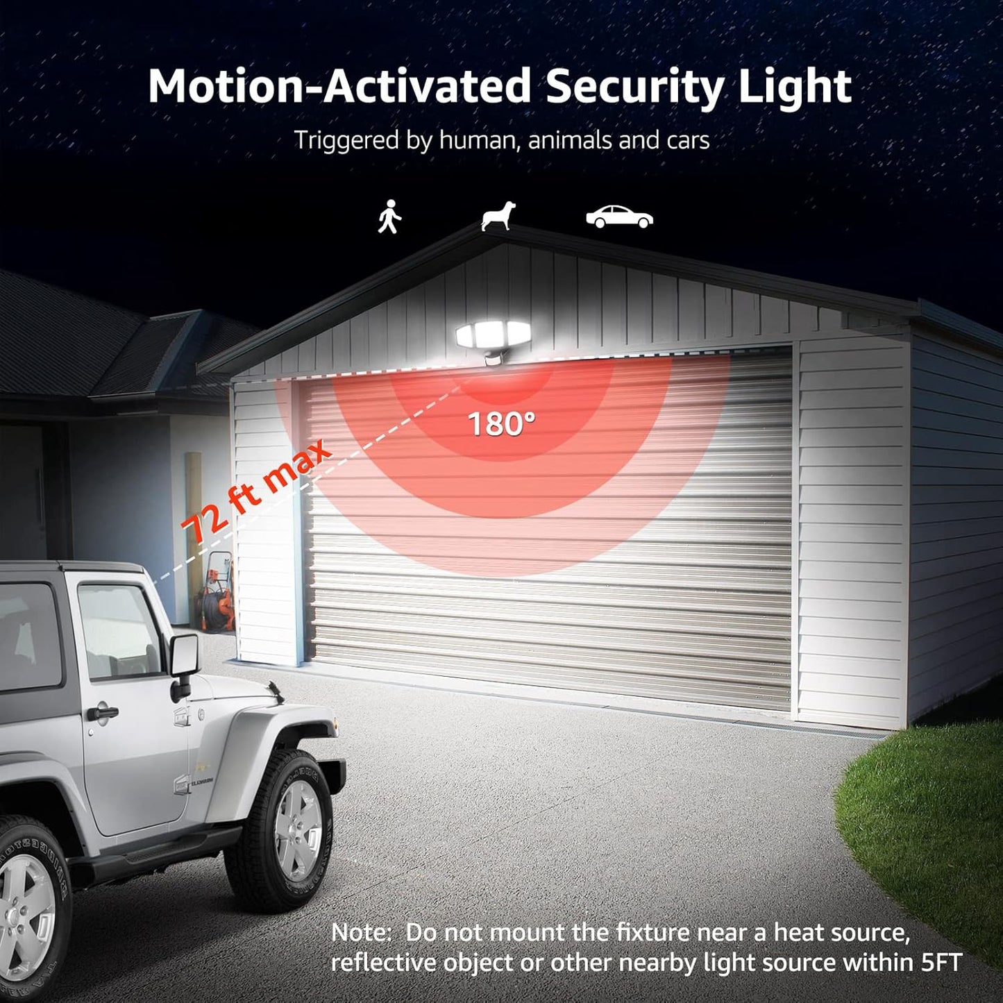 Lepro Motion Sensor Lights Outdoor, 27W Ultra Bright 3200LM LED Security Flood Lights with Motion Sensor, IP65 Waterproof Outdoor Motion Light, Black