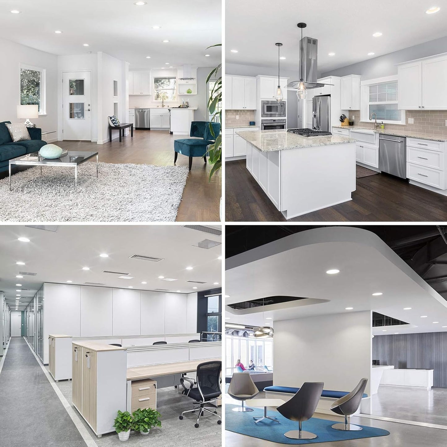 Lepro LED Pot Lights 4 Inch, 10W Dimmable Slim Recessed Lights with Junction Box, 750LM 5000K LED Ceiling Downlight for Kitchen Livingroom Bedroom, Energy Star Certified, 12 Pack