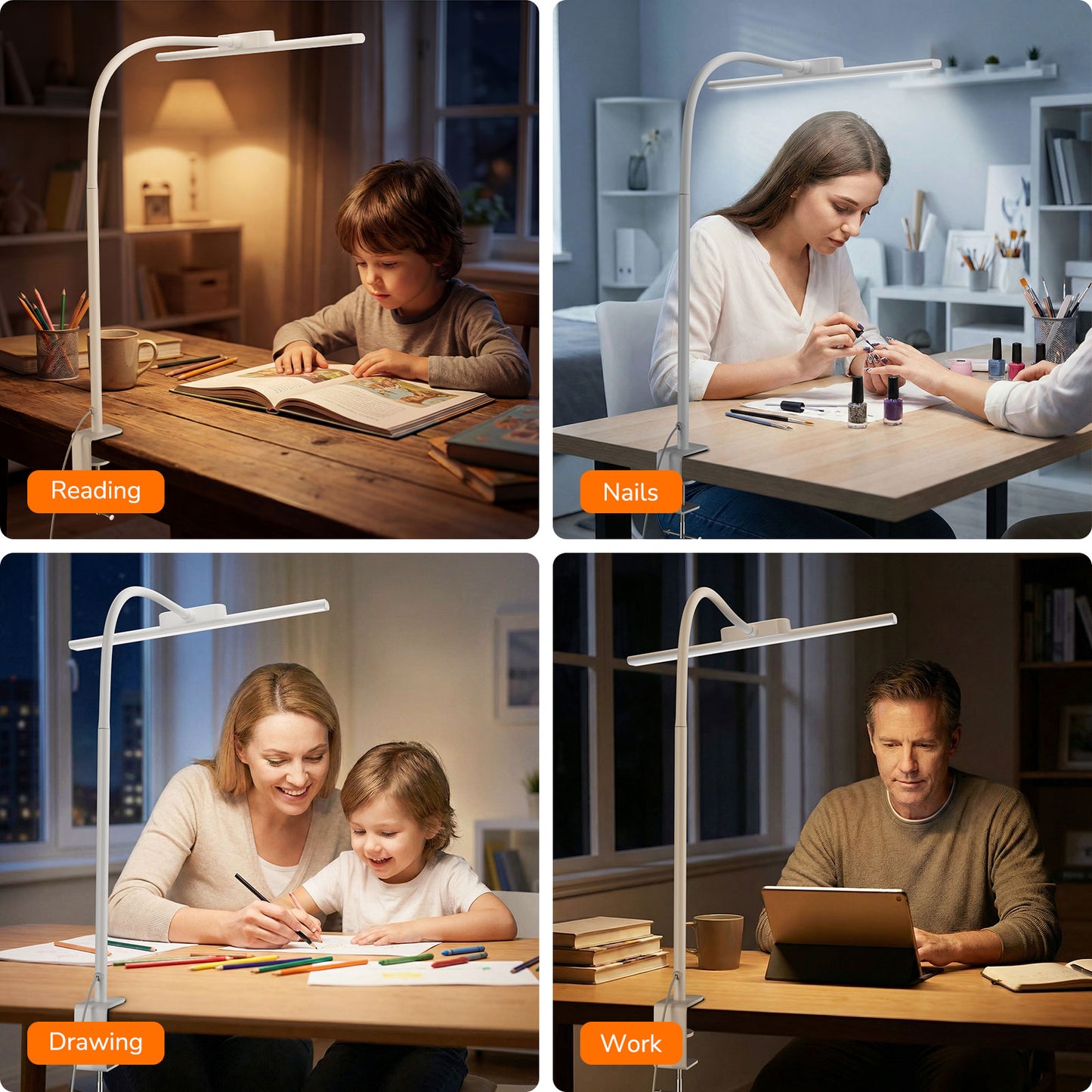 Lepro LED Desk Lamp with Clamp, 11W 750LM Eye-Caring Architect Task Light, Anti-Glare & 25 Modes, Flexible Metal Gooseneck for Home Office, Monitor, Drafting, Reading