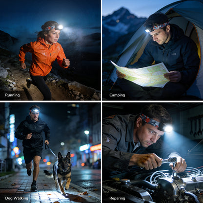 Lepro Dual Power Headlamp, Rechargeable LED Headlight with Type-C & AAA Backup, 10 Modes with Red Light, IPX4 Water Resistant Camouflage Head Torch for Camping Running Hiking Emergency