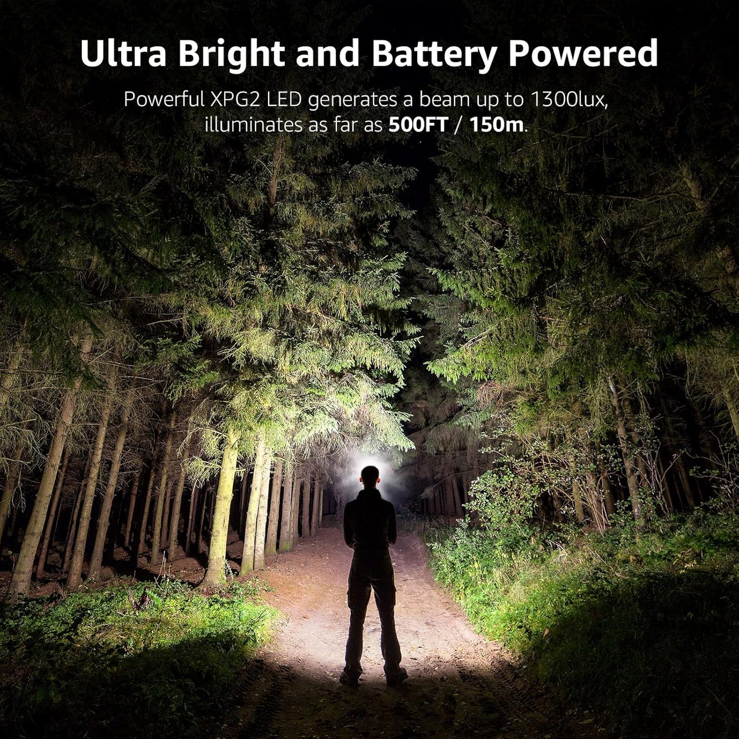 Lepro Headlamp Battery Powered, 1300 Lux Ultra Bright LED Headlights with White Red Light, Head Lamp Flashlight 6 Modes Lightweight Waterproof for Camping Running Cycling Emergency