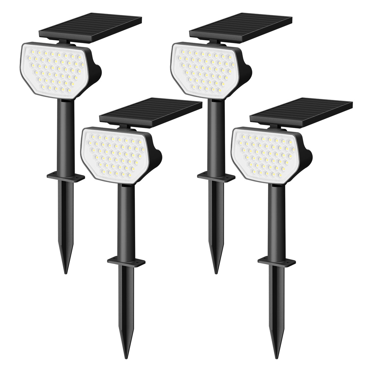 Lepro outdoor solar spotlight with 43 LEDs, daylight white 6500K, waterproof IP65, dusk-to-dawn auto on/off, garden lighting