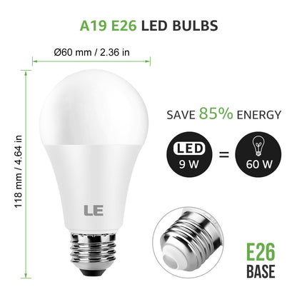 Lepro RGB LED Light Bulb, A19 E26 9W RGBW Color Changing Light Bulbs with Remote Control 60W Equivalent, Memory Function Dimmable LED Bulb for Home Decor, Stage, Party, 4 Packs